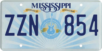 MS license plate ZZN854