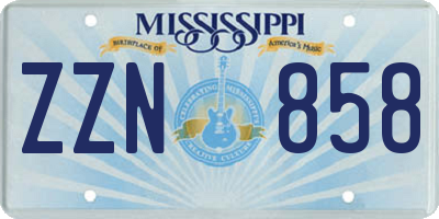 MS license plate ZZN858