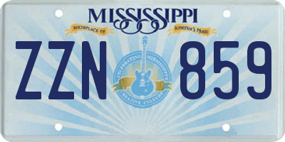 MS license plate ZZN859