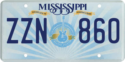 MS license plate ZZN860