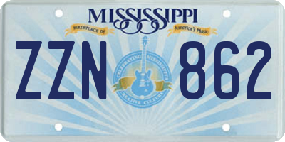 MS license plate ZZN862