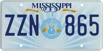 MS license plate ZZN865