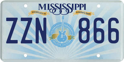 MS license plate ZZN866