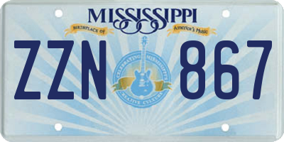 MS license plate ZZN867