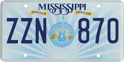 MS license plate ZZN870