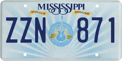 MS license plate ZZN871