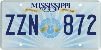 MS license plate ZZN872