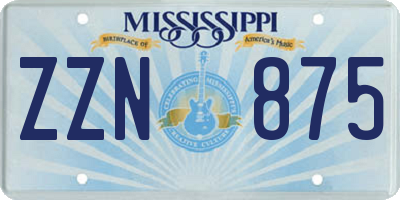 MS license plate ZZN875