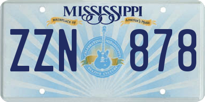 MS license plate ZZN878