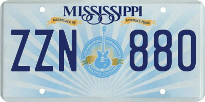 MS license plate ZZN880