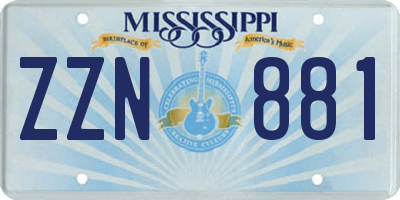 MS license plate ZZN881