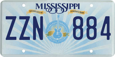 MS license plate ZZN884
