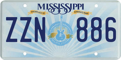 MS license plate ZZN886