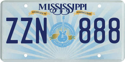 MS license plate ZZN888