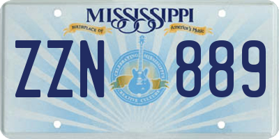 MS license plate ZZN889