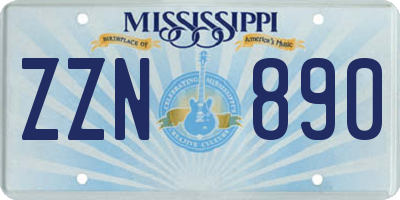 MS license plate ZZN890