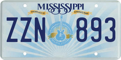 MS license plate ZZN893