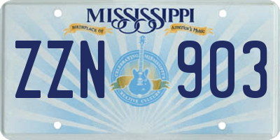 MS license plate ZZN903