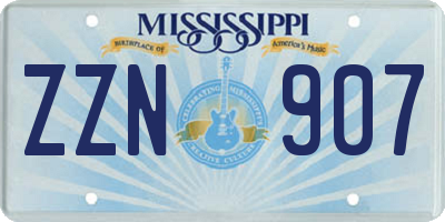 MS license plate ZZN907