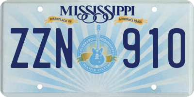 MS license plate ZZN910