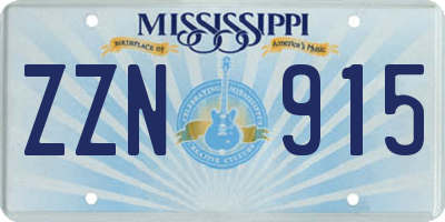 MS license plate ZZN915