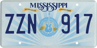 MS license plate ZZN917