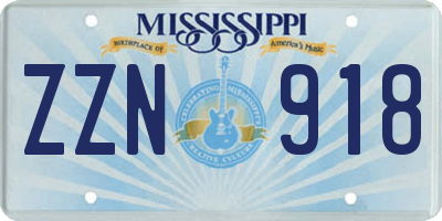 MS license plate ZZN918