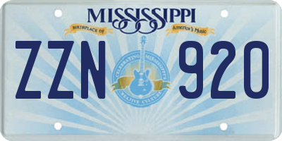 MS license plate ZZN920