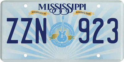 MS license plate ZZN923