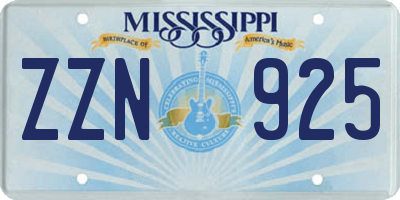 MS license plate ZZN925