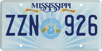 MS license plate ZZN926