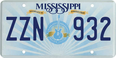 MS license plate ZZN932