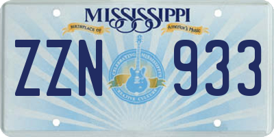 MS license plate ZZN933