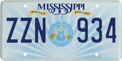 MS license plate ZZN934