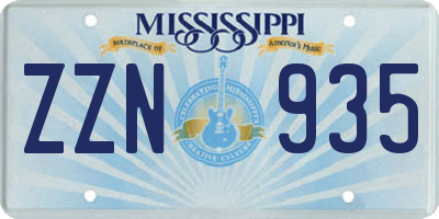 MS license plate ZZN935