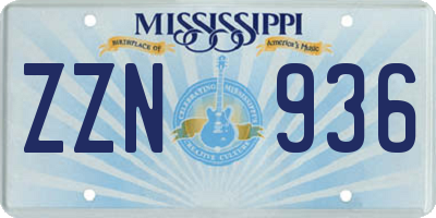 MS license plate ZZN936