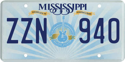 MS license plate ZZN940