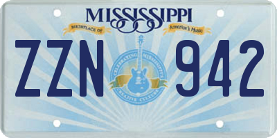 MS license plate ZZN942