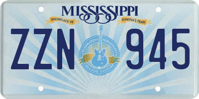 MS license plate ZZN945