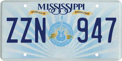 MS license plate ZZN947