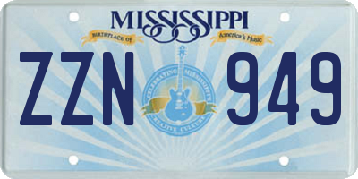 MS license plate ZZN949