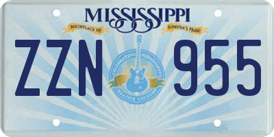 MS license plate ZZN955