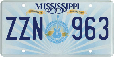 MS license plate ZZN963