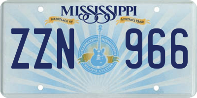 MS license plate ZZN966