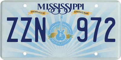 MS license plate ZZN972