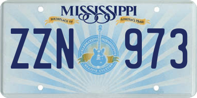 MS license plate ZZN973