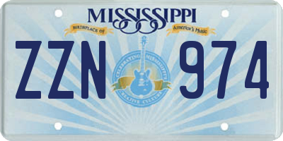 MS license plate ZZN974