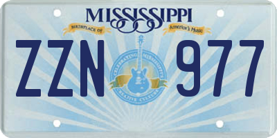 MS license plate ZZN977