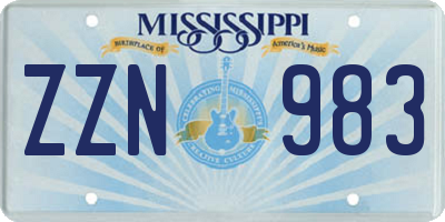 MS license plate ZZN983