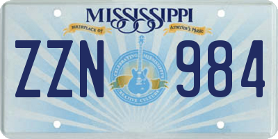 MS license plate ZZN984